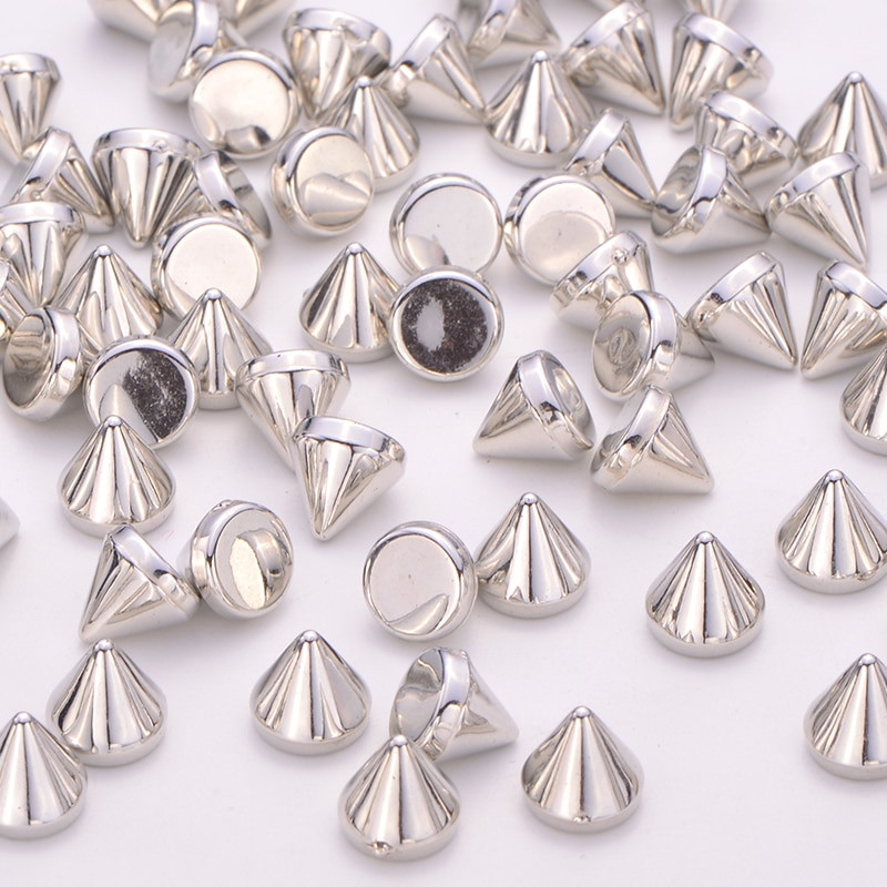 JUNAO 8mm, auriu, argintiu, nit punk, știfturi și țepi din plastic, nituri fără cusut, cu nituri, decorare pentru unghii, pentru piele de blugi