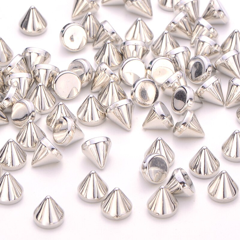 JUNAO 8mm, auriu, argintiu, nit punk, știfturi și țepi din plastic, nituri fără cusut, cu nituri, decorare pentru unghii, pentru piele de blugi