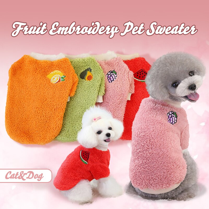 Slatka odjeća za voćne pse za male pse, mačke, topli flis, odjeća za kućne ljubimce, kostim za štene, kaput za pomeranske čivave, jakna, odijelo
