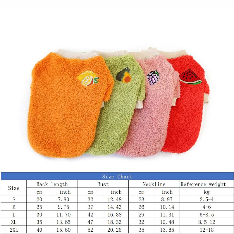 Slatka odjeća za voćne pse za male pse, mačke, topli flis, odjeća za kućne ljubimce, kostim za štene, kaput za pomeranske čivave, jakna, odijelo
