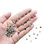50Komplektid 6mm Värvus Kristall Rhinestone Hõbedane Needid Diamante Stud DIY Käsitöö Riietus Nahk Dekoor Rebite Spikes Klaas Puuri Nael