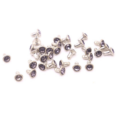 50Komplektid 6mm Värvus Kristall Rhinestone Hõbedane Needid Diamante Stud DIY Käsitöö Riietus Nahk Dekoor Rebite Spikes Klaas Puuri Nael