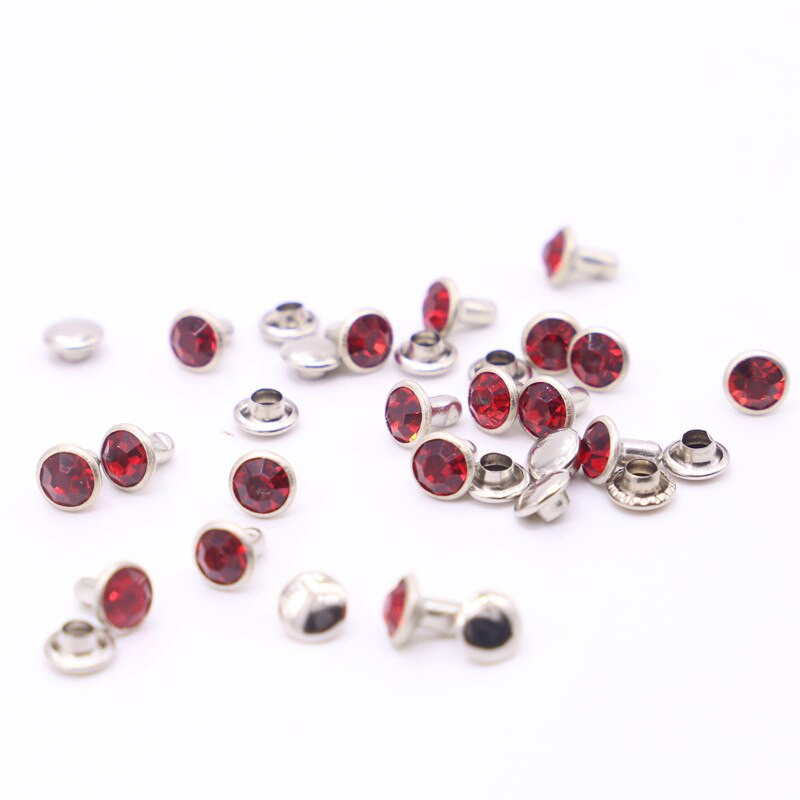 50 seturi 6 mm culoare cristal stras argint nituri Diamante Stud DIY Artizanat Imbracaminte Piele Decor Rebite Spikes Sticla Burghiu cui