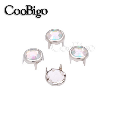 Gheare Strasuri Știfturi rotunde Nit Cristal Nailhead Spike Îmbrăcăminte Geantă Pălărie Blugi Piese de pantofi Accesorii de artizanat din piele DIY 100 buc