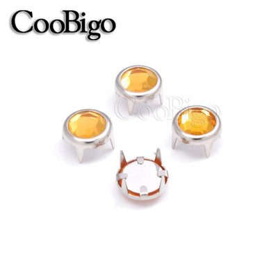 Gheare Strasuri Știfturi rotunde Nit Cristal Nailhead Spike Îmbrăcăminte Geantă Pălărie Blugi Piese de pantofi Accesorii de artizanat din piele DIY 100 buc