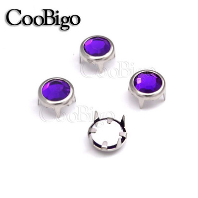 Gheare Strasuri Știfturi rotunde Nit Cristal Nailhead Spike Îmbrăcăminte Geantă Pălărie Blugi Piese de pantofi Accesorii de artizanat din piele DIY 100 buc