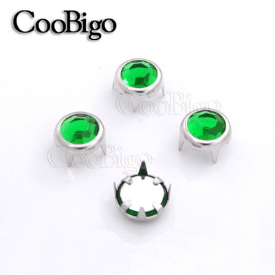 Gheare Strasuri Știfturi rotunde Nit Cristal Nailhead Spike Îmbrăcăminte Geantă Pălărie Blugi Piese de pantofi Accesorii de artizanat din piele DIY 100 buc