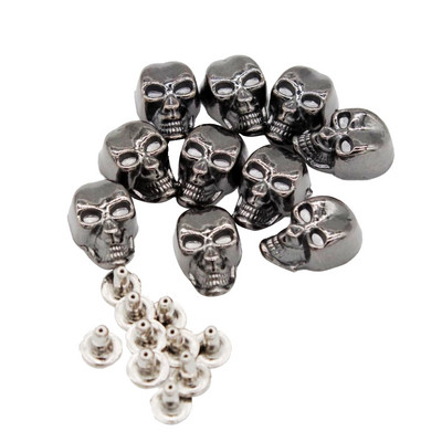 10 σετ Skull Studs Rivets Punk Rock Spikes Shoes Bags DIY Leather Craft 9x16mm