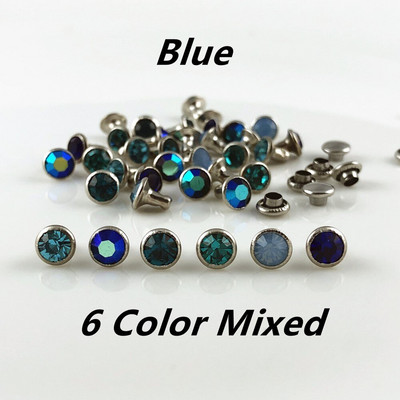 YORANYO 100 σετ CZ++ Κρυστάλλινα πριτσίνια Χρώμα Μικτά πριτσίνια Ασημένια καρφιά Δερμάτινα ένδυμα χειροτεχνίας Punk καρφιά Fit Κατασκευή DIY