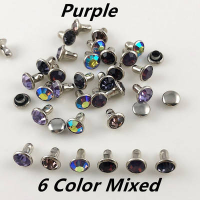 YORANYO 100 σετ CZ++ Κρυστάλλινα πριτσίνια Χρώμα Μικτά πριτσίνια Ασημένια καρφιά Δερμάτινα ένδυμα χειροτεχνίας Punk καρφιά Fit Κατασκευή DIY