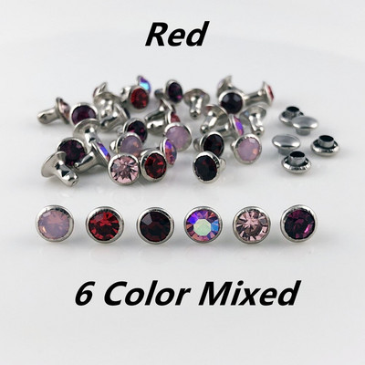 YORANYO 100 σετ CZ++ Κρυστάλλινα πριτσίνια Χρώμα Μικτά πριτσίνια Ασημένια καρφιά Δερμάτινα ένδυμα χειροτεχνίας Punk καρφιά Fit Κατασκευή DIY