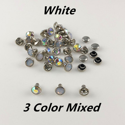 YORANYO 100 σετ CZ++ Κρυστάλλινα πριτσίνια Χρώμα Μικτά πριτσίνια Ασημένια καρφιά Δερμάτινα ένδυμα χειροτεχνίας Punk καρφιά Fit Κατασκευή DIY