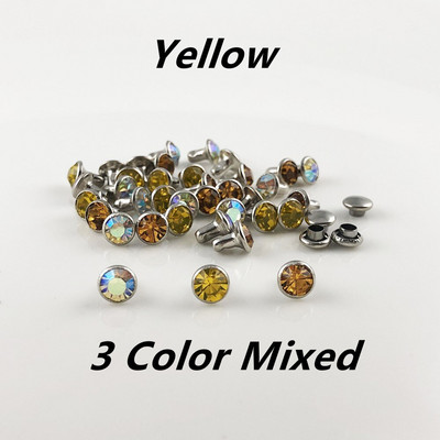 YORANYO 100 σετ CZ++ Κρυστάλλινα πριτσίνια Χρώμα Μικτά πριτσίνια Ασημένια καρφιά Δερμάτινα ένδυμα χειροτεχνίας Punk καρφιά Fit Κατασκευή DIY