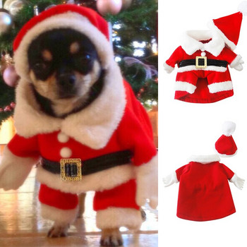 2 τμχ/σετ Μόδα Χριστουγεννιάτικη στολή για κατοικίδια κουτάβια σκυλιά Ρούχα Ρούχα για γατάκια Σετ Μικρά σκυλιά Καπέλο+παλτό Santa Χριστουγεννιάτικα δώρα Πρωτοχρονιάς