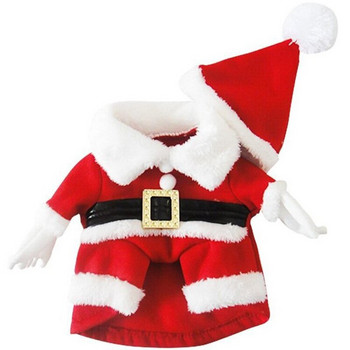 2 τμχ/σετ Μόδα Χριστουγεννιάτικη στολή για κατοικίδια κουτάβια σκυλιά Ρούχα Ρούχα για γατάκια Σετ Μικρά σκυλιά Καπέλο+παλτό Santa Χριστουγεννιάτικα δώρα Πρωτοχρονιάς
