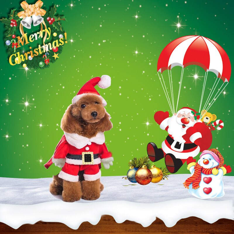 2 buc/set Moda Crăciun Pet Cățeluș Câini Costum Haine Ținute pentru pisoi Seturi Câini de talie mică Căciulă + Palton Cadouri de Crăciun Anul Nou