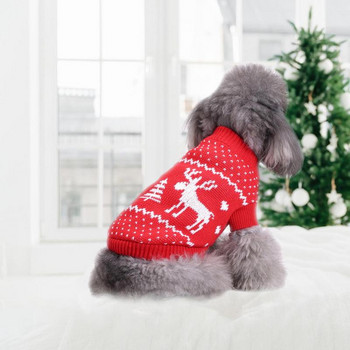 Χριστουγεννιάτικο πουλόβερ κατοικίδιων Χριστουγέννων Χριστουγεννιάτικη νιφάδα χιονιού Ζεστό πλεκτό για σκύλο ζιβάγκο για κρύο καιρό Πουλόβερ για μικρό μεσαίο