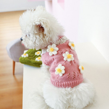Πουλόβερ λουλούδι Σκύλος Ρούχα κατοικίδιων για σκύλους Ζεστά γάτα Αρκουδάκι Μικρό σκυλί Δύο πόδια Φθινοπωρινό φόρεμα Χειμερινό φόρεμα