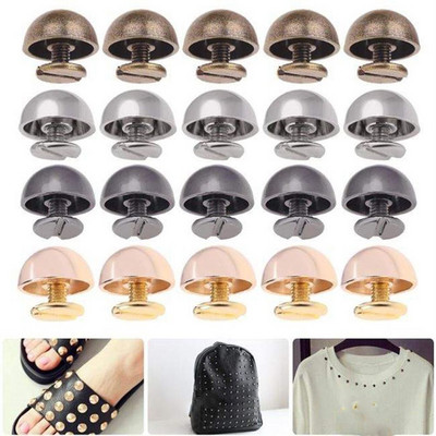10Pcs Round Head Screws Strap Rivets Mushroom Dome Solid Nail Bolt DIY Punk Metal Nail Cloth Button for Leather Luggage Craft