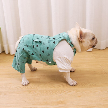 Кучешки комбинезон с карикатура с панталони XS, S, M, L, XL Дрехи за домашни любимци Пролетно есенно палто за малки кучета Едноцветно модно цяло облекло за кучета