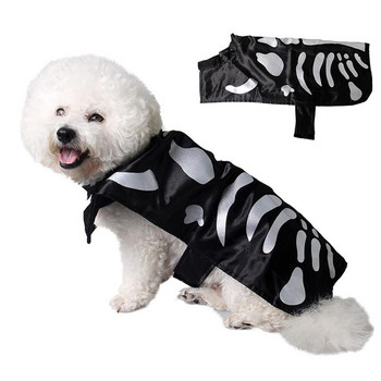 Cool μαύρος σκελετός στυλ μόδας αποκριών τυπωμένος για σκύλο Μικρό κουτάβι πισινό με δίχτυ που αναπνέει βαμβακερά ρούχα για σκύλους κατοικίδιων ζώων
