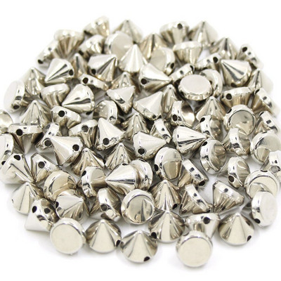 100Pcs 6/8/10/12mm Κώνος Πλαστικές καρφιά και καρφιά 2 τρύπες Ράψτε CCB Δερμάτινα πριτσίνια Ασημί Χρυσό Μαύρο Punk DIY Χειροτεχνίες για τσάντες