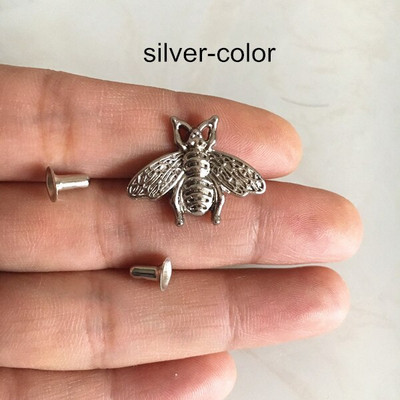 60 rinkinys - Metalinės bičių kniedės, cinko lydinio bičių kniedės drabužiams, auksinė sidabrinė juoda bronza, diržų amatų kniedės krepšiams