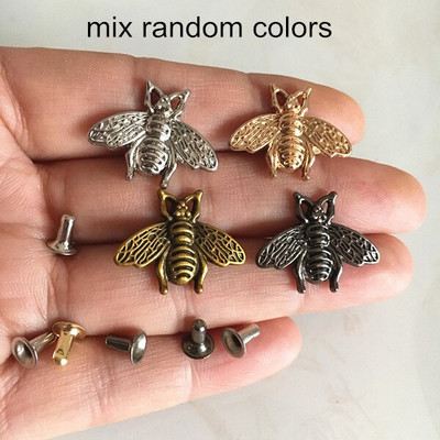 60 rinkinys - Metalinės bičių kniedės, cinko lydinio bičių kniedės drabužiams, auksinė sidabrinė juoda bronza, diržų amatų kniedės krepšiams