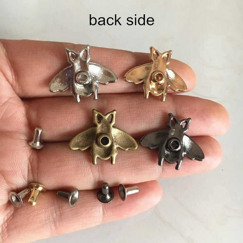 60 rinkinys - Metalinės bičių kniedės, cinko lydinio bičių kniedės drabužiams, auksinė sidabrinė juoda bronza, diržų amatų kniedės krepšiams