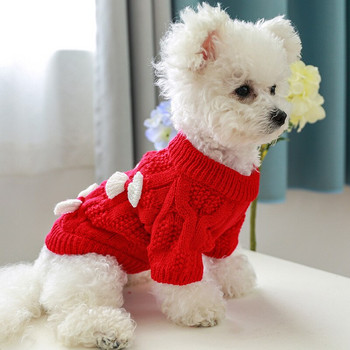 Κόκκινο Πρωτοχρονιάτικο πουλόβερ Σκύλος Σκύλος Ρούχα για κατοικίδια Χοντρά γάτα Teddy Than Bear Small Dog Two Feet Φθινοπωρινά χειμερινά ρούχα
