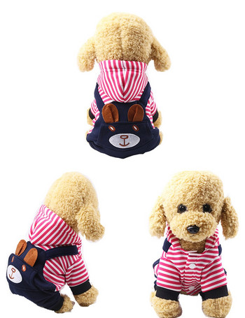 Ρούχα για σκύλους με πρόσωπο μπύρας στην πλάτη Διαπνέον φόρεμα για κατοικίδια με ρίγες Ρούχα για κατοικίδια με κουκούλα Κλασικό ύφασμα σκύλου