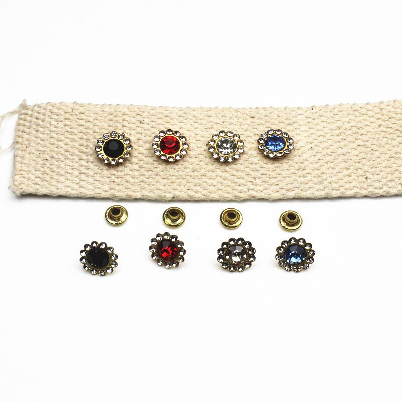 50 комплекта 11 мм кристали, кристали, слънчогледови нитове, диамантени шипове за кожарство Направи си сам нитове за кожени шевни аксесоари