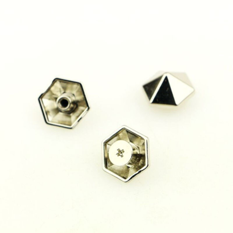 4 ks kovových chráničov dna kabelky na nohy, klince v šesťuholníkovom tvare so skrutkami, zadné hroty, nity, kožená remeselná taška, dekorácia kabelky