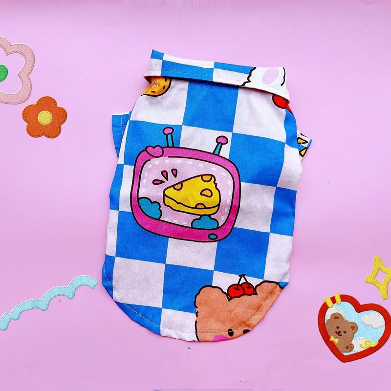 MPK Nová séria pre psov, dvojfarebná kockovaná košeľa, chladivá v lete, dostupná v dvoch farbách, vhodná aj pre mačky