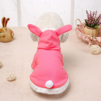Сладко зайче Костюм за домашно куче Дрехи Палто с качулка Поларено кученце Топла екипировка