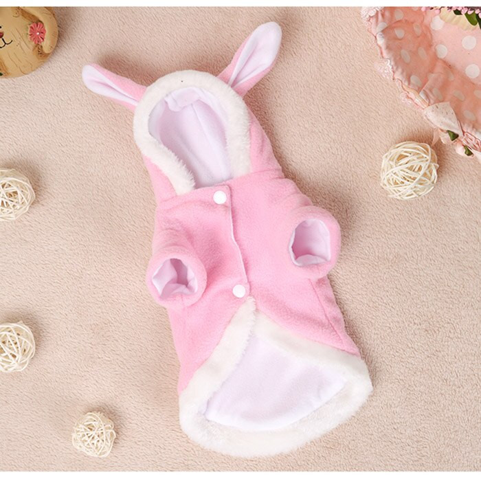 Сладко зайче Костюм за домашно куче Дрехи Палто с качулка Поларено кученце Топла екипировка