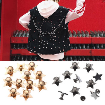 10 Σετ Μεταλλικά Αστέρια Πριτσίνια Ράψιμο Ράψιμο Γυάλινο Τρυπάνι Νυχιών Κουμπί DIY Καπέλο ρούχων Τσάντα Παπούτσια Προμήθειες διακόσμησης χειροτεχνίας 9/12/19mm