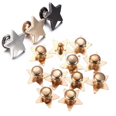 10 Sets Metal Stars Rivets Garment Sewing Glass Drill Nail Button DIY Clothing Hat Bag Shoes Craft Decoration Supplies 9/12/19mm