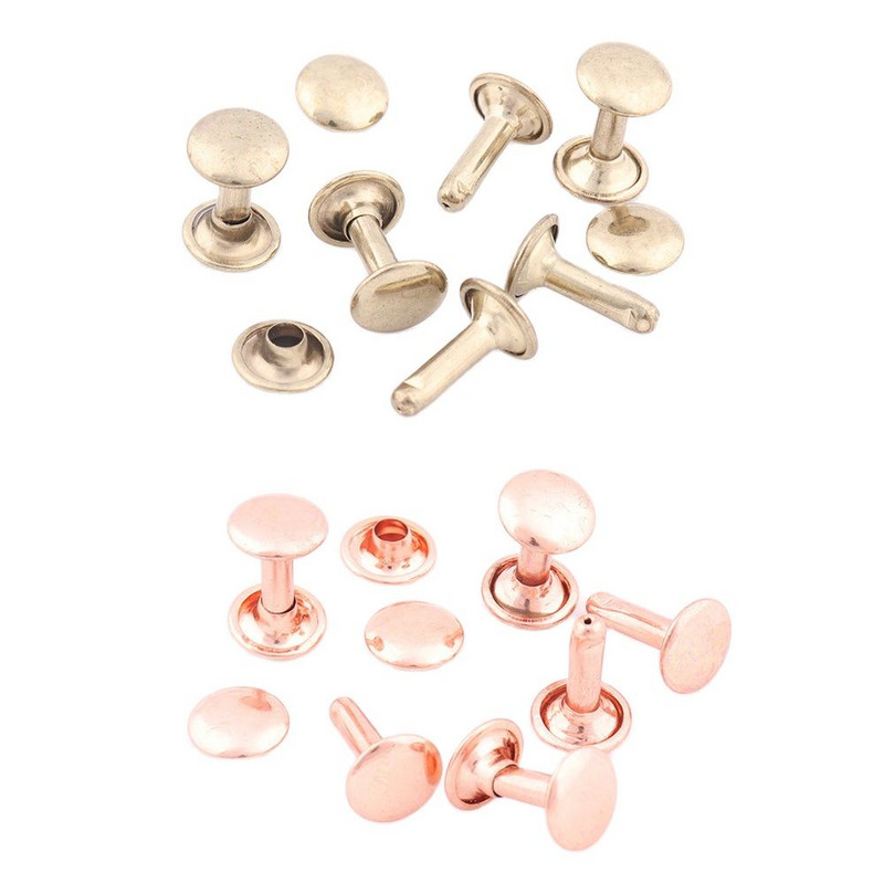 Nituri cu capac dublu metalic 14*9mm Aur deschis/aur roz Stud cu cuie pentru meșteșuguri din piele, curea, îmbrăcăminte, pantofi, guler pentru animale de companie.