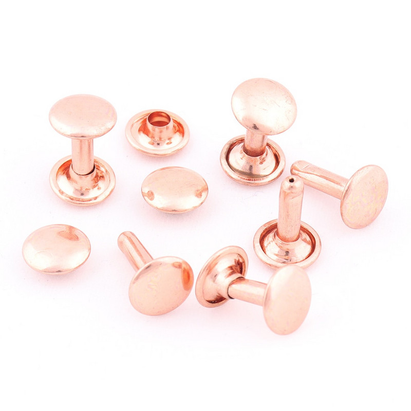 Nituri cu capac dublu metalic 14*9mm Aur deschis/aur roz Stud cu cuie pentru meșteșuguri din piele, curea, îmbrăcăminte, pantofi, guler pentru animale de companie.