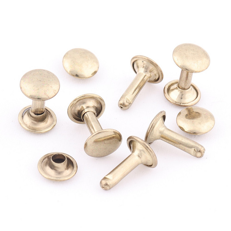 Nituri cu capac dublu metalic 14*9mm Aur deschis/aur roz Stud cu cuie pentru meșteșuguri din piele, curea, îmbrăcăminte, pantofi, guler pentru animale de companie.