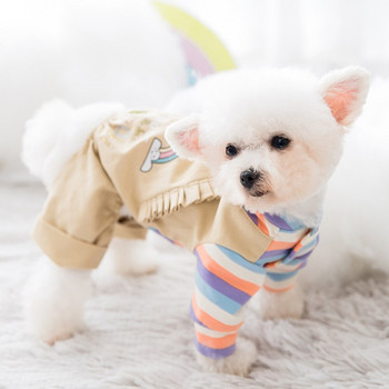 Σκύλος Φθινόπωρο και Χειμώνας Νέο Teddy French Bulldog Chihuahua Μικρά κουτάβια σκυλιών Λεπτά τετράποδα ρούχα με ουράνιο τόξο Ρούχα για γάτες Ζεστά ρούχα για κατοικίδια