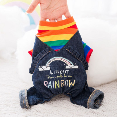 Koer Sügis ja Talv Uus Teddy Prantsuse buldog Chihuahua Väike Koer Kutsikad Õhukesed Vikerkaar Neljajalgsed Riided Kassile Soojad Lemmikloomariided