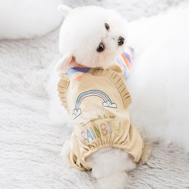 Koer Sügis ja Talv Uus Teddy Prantsuse buldog Chihuahua Väike Koer Kutsikad Õhukesed Vikerkaar Neljajalgsed Riided Kassile Soojad Lemmikloomariided