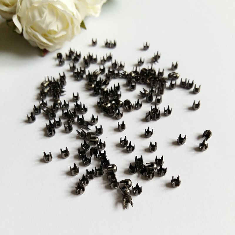 500 buc/lot 3mm negru/argintiu culoare metal nituire rotund Stud patru gheare Punk Rock Spike DIY nit nituri pentru îmbrăcăminte