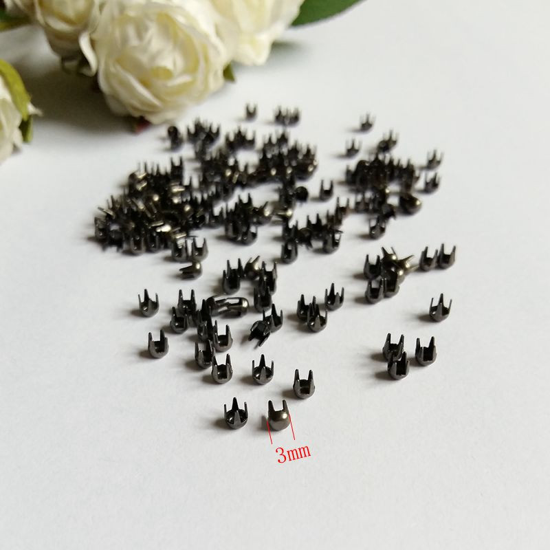 500 buc/lot 3mm negru/argintiu culoare metal nituire rotund Stud patru gheare Punk Rock Spike DIY nit nituri pentru îmbrăcăminte