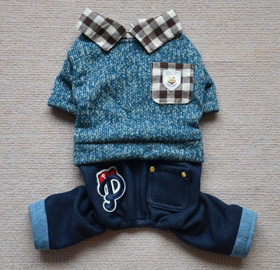 Haine calde de toamnă iarnă pentru animale de companie Haine drăguțe pentru animale de companie Seturi de blugi Hanoră în stil cowboy Îmbrăcăminte pentru cățeluși Transport gratuit