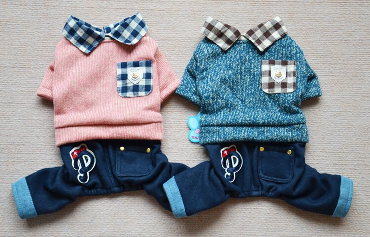 Haine calde de toamnă iarnă pentru animale de companie Haine drăguțe pentru animale de companie Seturi de blugi Hanoră în stil cowboy Îmbrăcăminte pentru cățeluși Transport gratuit