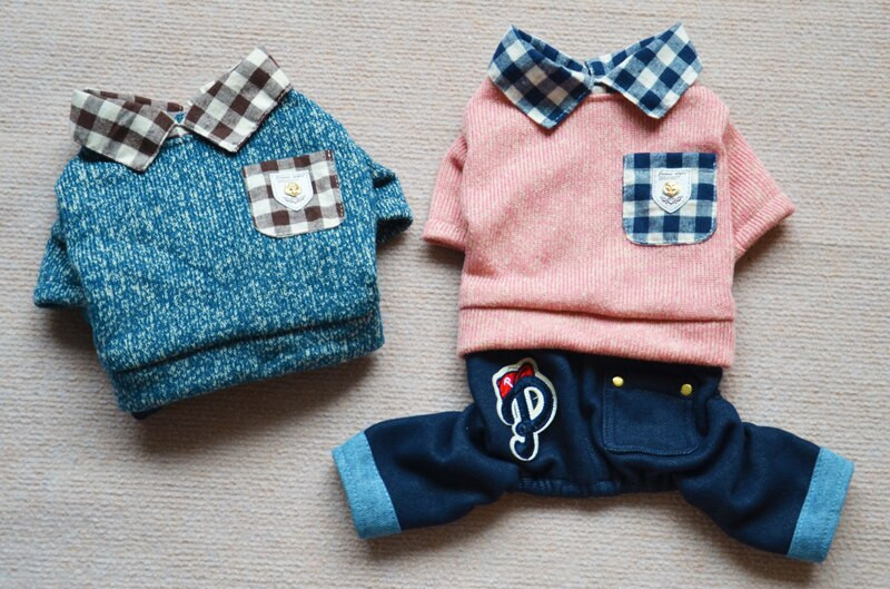 Haine calde de toamnă iarnă pentru animale de companie Haine drăguțe pentru animale de companie Seturi de blugi Hanoră în stil cowboy Îmbrăcăminte pentru cățeluși Transport gratuit