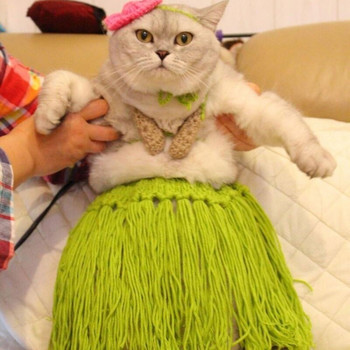 Pet Funny Grass Skirt Cat Puppy Bikini Shooting Props Ρούχα Κοστούμια Φεστιβάλ Halloween Cheerleader Party